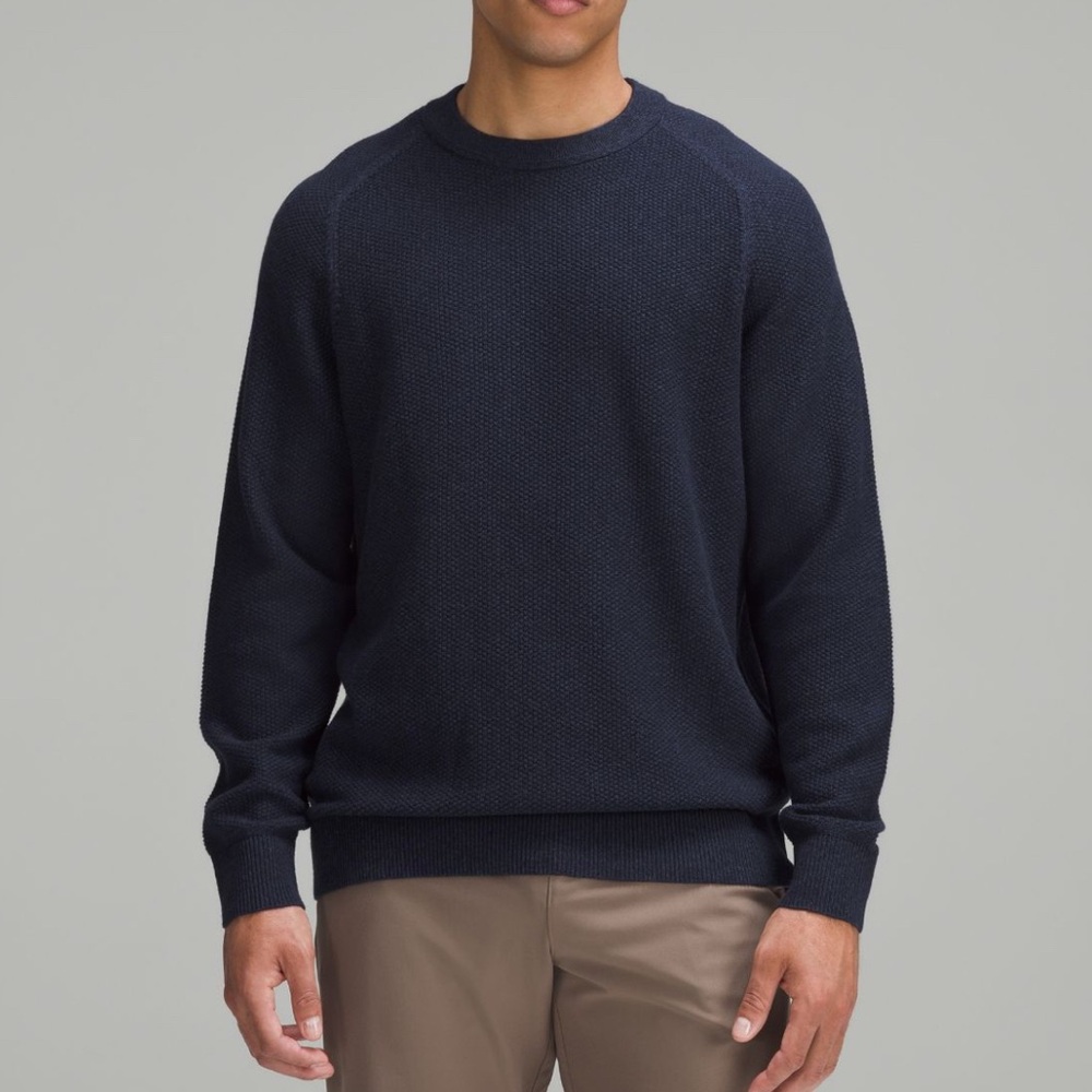 Lululemon Textured Knit Classic fit Crewneck Sweater Heathered Classic Navy XXL